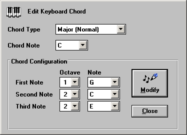 Edit Keyboard Chords screen 