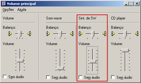 Tela de Controle de Volume