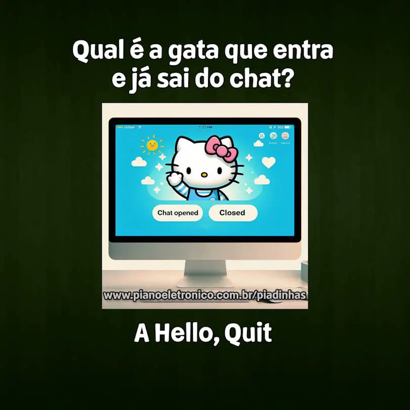 Qual é a gata que entra e já sai do chat?

A Hello, Quit