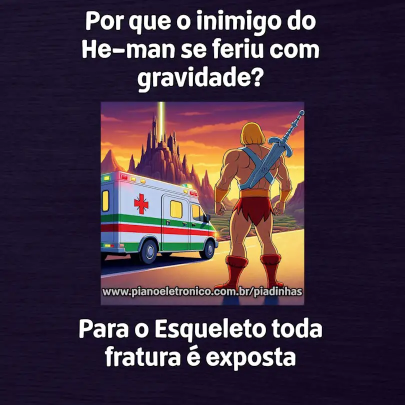 Por que o inimigo do He-man se feriu com gravidade?

Para o Esqueleto toda fratura é exposta